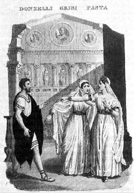 Domenico Donzelli, Giuditta Pasta i Giulia Gris na praizvedbi opere