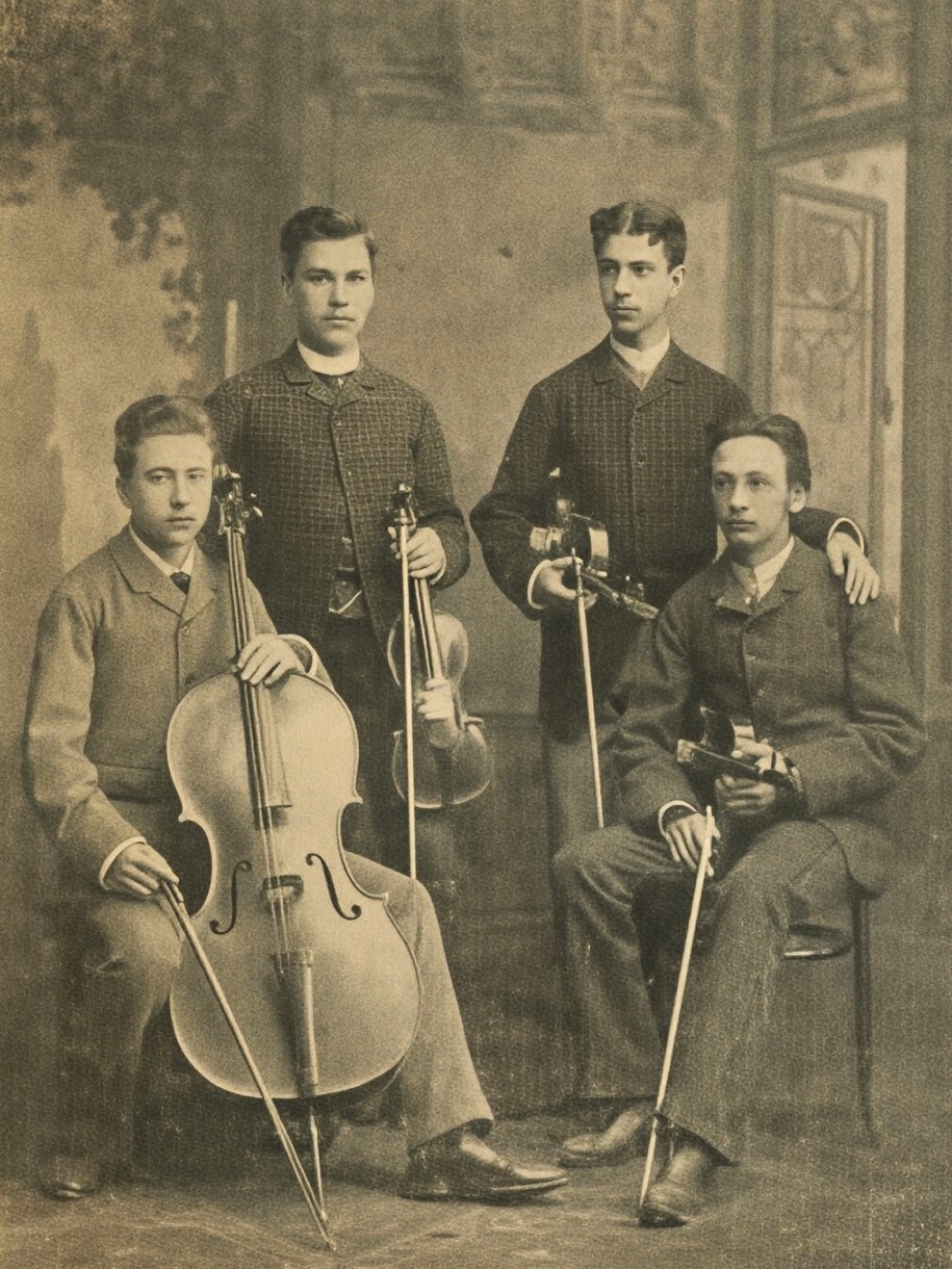 Prvi hrvatski diletantski kvartet – 4 bivša učenika HGZ-a: Aurel Waisz, Aleksandar Kuhar, Oto Žert i Mirko Waisz