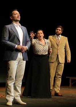 Aljaž Farsin (Werther), Anamarija Knego (Sophie) i Domen Križaj (Albert); Hrvatsko narodno kazalište Ivana pl. Zajca, Rijeka: Jules Massenet, Werther, dir. Ville Matvejeff, red. Fabrizio Melano